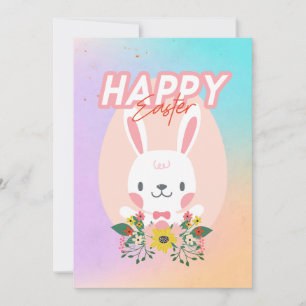 Cartes Pour Fêtes Annuelles Joyeux lapin de Pâques avec Fleurs modifiable
