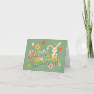 Cartes Pour Fêtes Annuelles Joyeux Lapin de Pâques Rétro Personnalisé Coloré