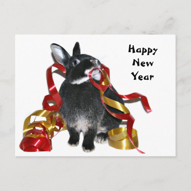 Cartes Pour Fêtes Annuelles Joyeux lapin du Nouvel An (Devant)