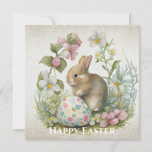 Cartes Pour Fêtes Annuelles Joyeux lapin Vintage de Pâques personnalisé avec o