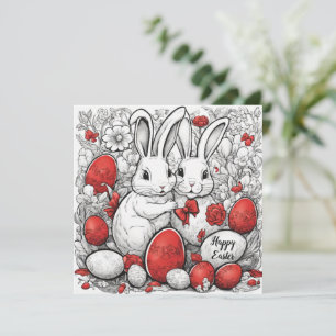 Cartes Pour Fêtes Annuelles Joyeux lapins de Pâques avec oeufs