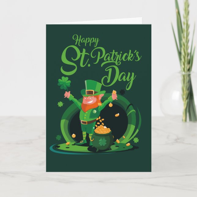 Cartes Pour Fêtes Annuelles Joyeux Leprechaun de la Saint-Patrick (Devant)
