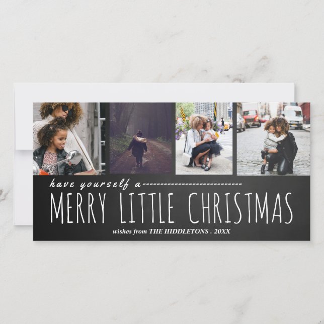 Cartes Pour Fêtes Annuelles Joyeux Little Christmas Four Photo Chalkboard (Devant)
