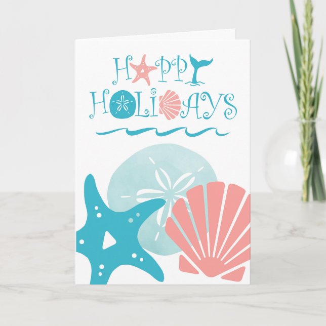 Cartes Pour Fêtes Annuelles Joyeux littoral | Coquillage de plage tropical (Devant)