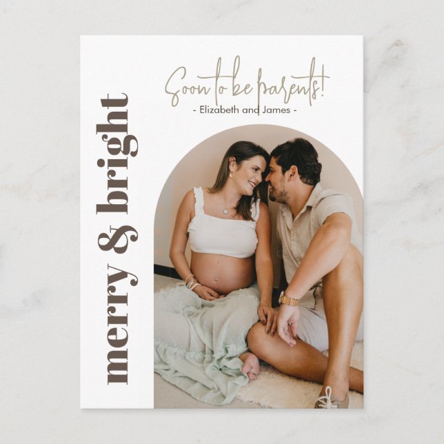 Cartes Pour Fêtes Annuelles Joyeux & Lumineux Bientôt Être Parents Photo De Fê (Devant)