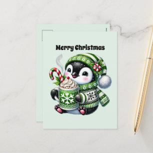 Cartes Pour Fêtes Annuelles Joyeux manchot de Noël personnalisable