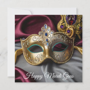 Cartes Pour Fêtes Annuelles Joyeux Mardi Gras Gold Mask vénitien