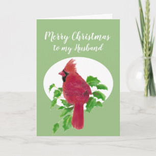 Cartes Pour Fêtes Annuelles Joyeux Mari de Noël, Oiseau Cardinal, Nature
