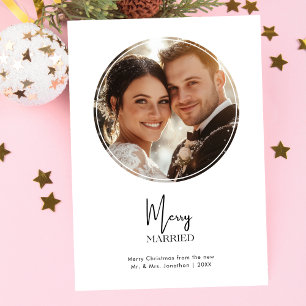 Cartes Pour Fêtes Annuelles Joyeux marié marié Noël Oval Photo