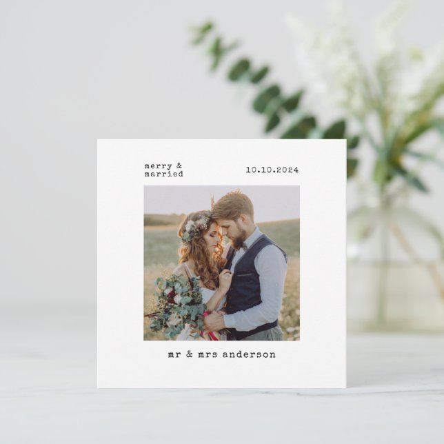 Cartes Pour Fêtes Annuelles Joyeux & Marié Premier Noël Photo de mariage (Debout devant)