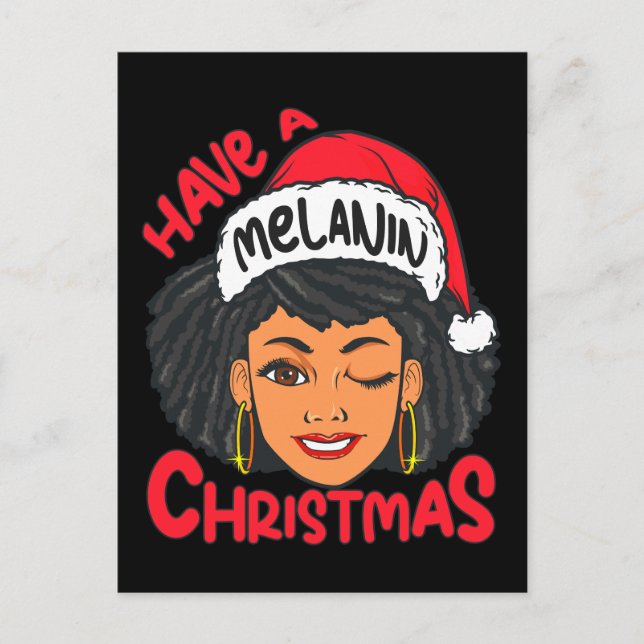 Cartes Pour Fêtes Annuelles Joyeux Melanin Noël Joyeux X mas Black Sista (Devant)