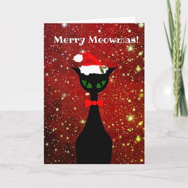 Cartes Pour Fêtes Annuelles Joyeux Meowmas Noël personnalisé (Devant)