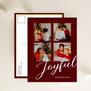 Cartes Pour Fêtes Annuelles Joyeux minimaliste moderne Rouge Script 4 Photo