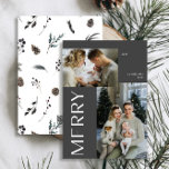 Cartes Pour Fêtes Annuelles Joyeux moderne 2 photo Couleur d'hiver noire<br><div class="desc">Cette année, faites savoir à vos amis et à votre famille que vous vous souciez de la carte de Noël d'hiver moderne Joyeux 2 Photo noir. Non seulement il est élégant et à jour, mais il a suffisamment d'espace pour vous permettre d'inclure deux de vos souvenirs préférés de l'année passée....</div>