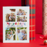 Cartes Pour Fêtes Annuelles Joyeux moderne et brillant couleur Retro 5 photo<br><div class="desc">Bienvenue cette saison de Noël avec une carte de voeux chaleureuse et moderne qui fera sourire vos amis et votre famille. Notre Carte de Noël moderne Joyeux et coloré Retro 5 Photo est la façon parfaite de capturer la nostalgie de la période des Fêtes et de créer des souvenirs durables....</div>