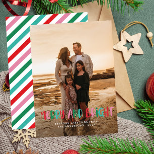 Cartes Pour Fêtes Annuelles Joyeux moderne et brillant rétro Noël coloré