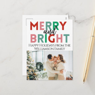 Cartes Pour Fêtes Annuelles Joyeux moderne et brillant simple couleur une phot