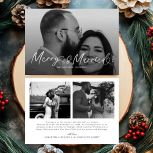 Cartes Pour Fêtes Annuelles Joyeux moderne et marié Script de Noël