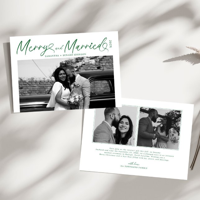 Cartes Pour Fêtes Annuelles Joyeux moderne et marié Script de Noël (Créateur téléchargé)