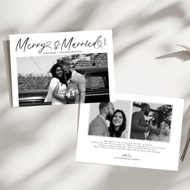 Cartes Pour Fêtes Annuelles Joyeux moderne et marié Script de Noël (Créateur téléchargé)