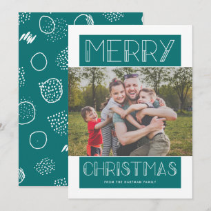 Cartes Pour Fêtes Annuelles Joyeux moderne TURQUOISE Photo