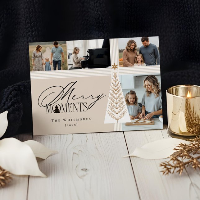 Cartes Pour Fêtes Annuelles Joyeux moments Famille Photo Collage (Merry Moments Family Photo Collage Holiday Card)