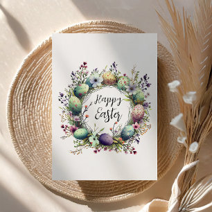 Cartes Pour Fêtes Annuelles Joyeux Monogramme de germes floraux de Pâques