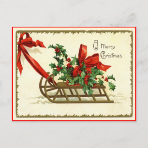 Cartes Pour Fêtes Annuelles Joyeux motoneige de Noël Vintage Reproduction Cart