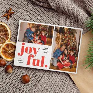 Cartes Pour Fêtes Annuelles Joyeux Multi-Photo Rouge