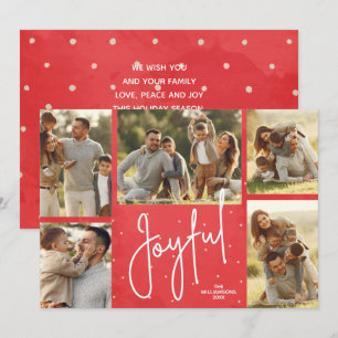 Cartes Pour Fêtes Annuelles JOYEUX Multi Photo Rouge Noël