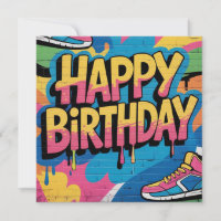 Joyeux mur de graffitis d'anniversaire avec Basket