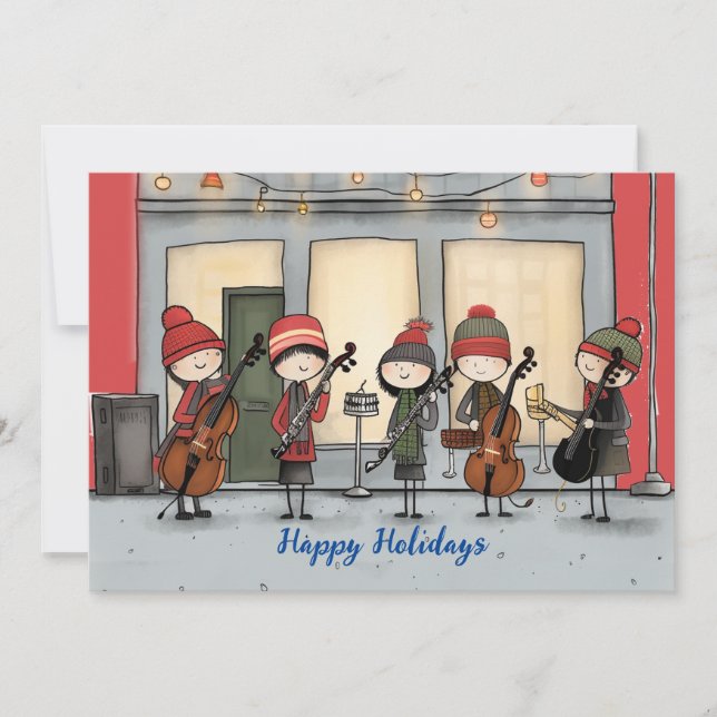Cartes Pour Fêtes Annuelles Joyeux musiciens de rue (Devant)