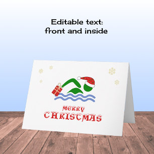 Cartes Pour Fêtes Annuelles Joyeux nage de noël apportant cadeau