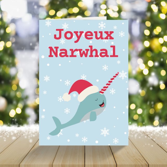 Cartes Pour Fêtes Annuelles Joyeux Narwhal baleine pun Joyeux Noël Fête C (Créateur téléchargé)