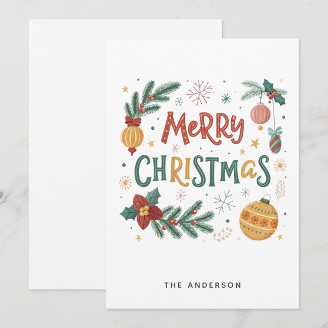 Cartes Pour Fêtes Annuelles Joyeux Noël (Devant / Derrière)