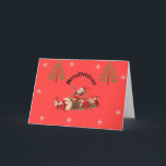 Cartes Pour Fêtes Annuelles Joyeux Noël !<br><div class="desc">Envoyez le charme vintage et l'esprit gai de vacances avec cette carte "Joyeux Noël !" ludique avec Père Noël et ses elfes qui travaillent dur en roulant un journal festif à travers un arrière - plan rouge audacieux. Décorée d'arbres de style rétro et de flocons de neige, cette carte capture...</div>