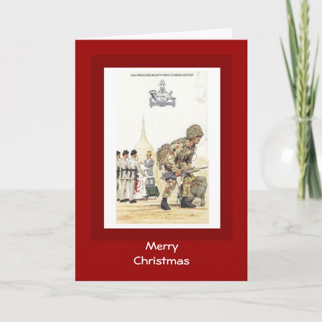 Cartes Pour Fêtes Annuelles Joyeux Noël, 10e Gurkha de la Princesse Mary (Devant)