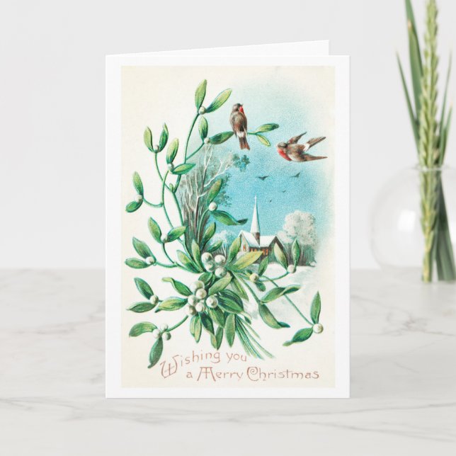Cartes Pour Fêtes Annuelles Joyeux Noël (1910) Deux Oiseaux Et Mistletoe (Devant)