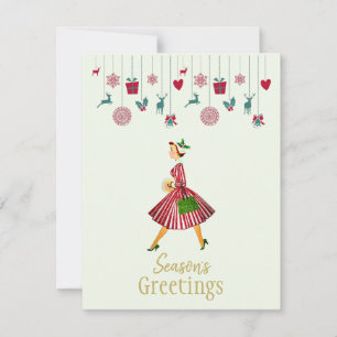 Cartes Pour Fêtes Annuelles Joyeux Noël 1950 Vintage dame