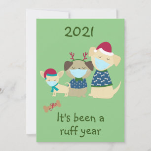 Cartes Pour Fêtes Annuelles Joyeux Noël 2021 Covid Chiens Mignons Ruff année