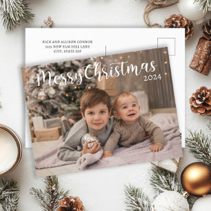 Cartes Pour Fêtes Annuelles Joyeux Noël 2024 Typographie de photo