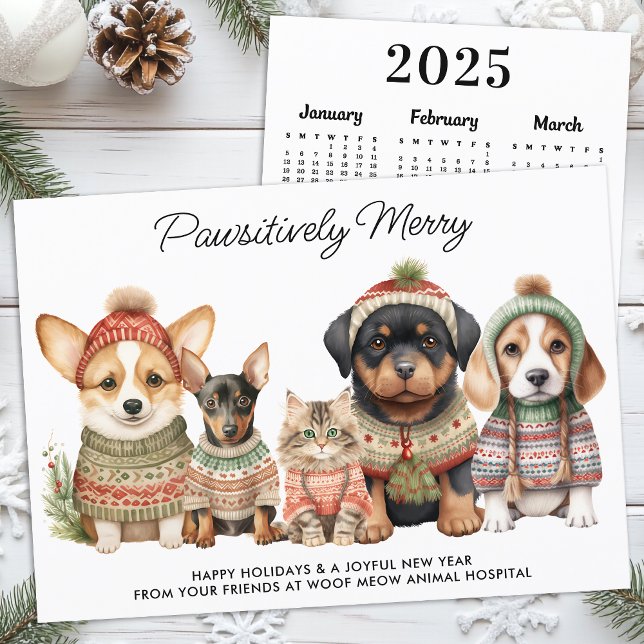 Cartes Pour Fêtes Annuelles Joyeux Noël 2025 Calendrier Chien animal (Créateur téléchargé)