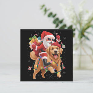 Cartes Pour Fêtes Annuelles Joyeux Noël 2025 Père Noël chevauchant Retriever d