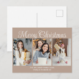 Cartes Pour Fêtes Annuelles Joyeux Noël 2026 Collage de photos Chic Mocha