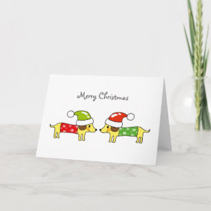 Cartes Pour Fêtes Annuelles Joyeux Noël 2 chiens saucisses