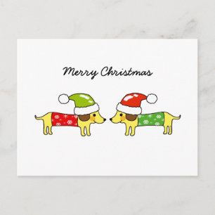 Cartes Pour Fêtes Annuelles Joyeux Noël 2 chiens saucisses