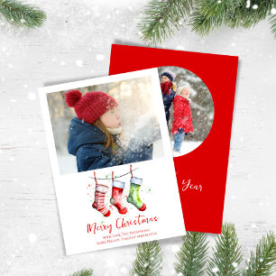 Cartes Pour Fêtes Annuelles Joyeux Noël 2 photo Aquarelle bas
