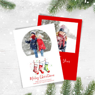 Cartes Pour Fêtes Annuelles Joyeux Noël 2 photo Aquarelle bas