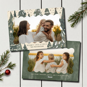 Cartes Pour Fêtes Annuelles Joyeux Noël 2 Photo Famille Hiver Arbres