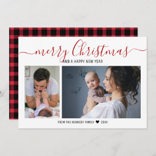 Cartes Pour Fêtes Annuelles Joyeux Noël 2 Photo Red Buffalo Plaid
